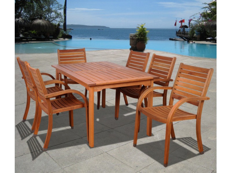 International Home Miami Amazonia Arizona 7 pc Eucalyptus Rectangular Dining Set