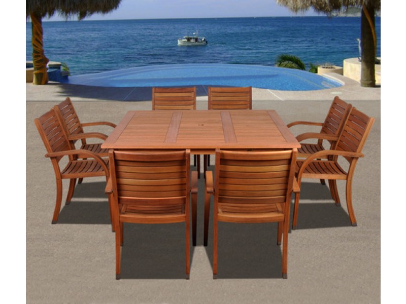 International Home Miami Amazonia Arizona 9 pc Eucalyptus Square Dining Set