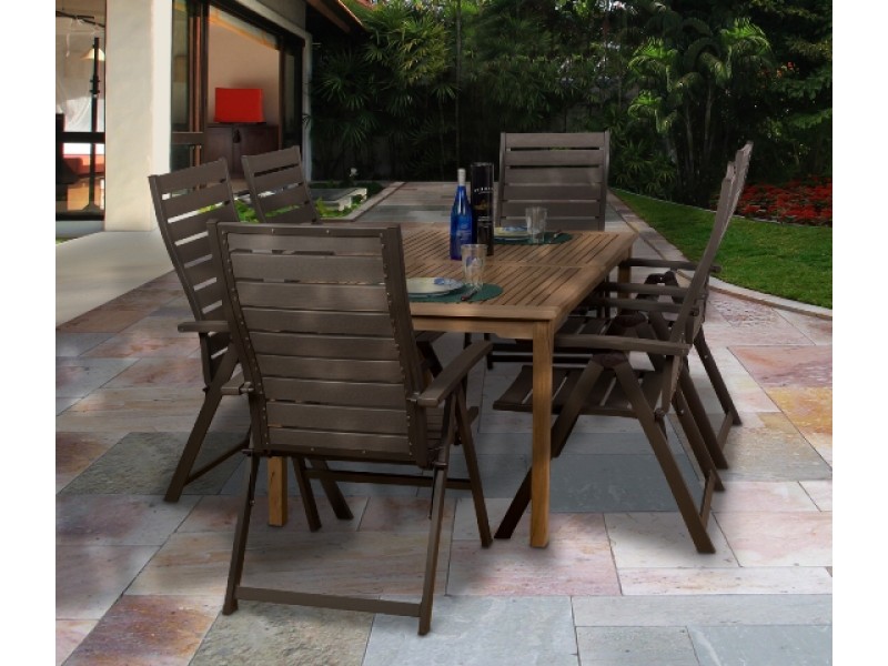 International Home Miami Amazonia Teak Dusseldorf 7-pc Teak/Faux Wood Dining Set