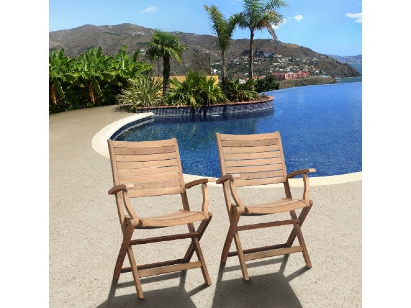 International Home Miami Amazonia Teak Dublin 2 pc Teak Folding Armchairs