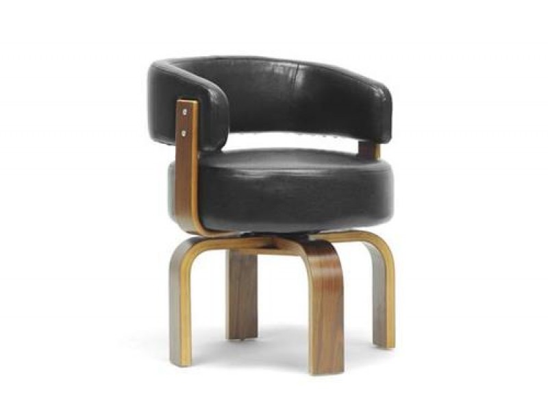 Baxton Studio Fortson Walnut & Black Modern Accent Chair