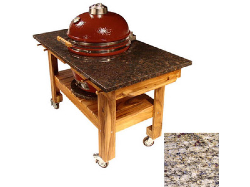 Fireside America Acacia Cart with Amber Cloudburst Granite Top and Riser