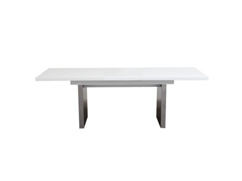 Diamond Sofa STEEL Extension Dining Table in High Gloss White Lacquer - Black Base - ON SALE!