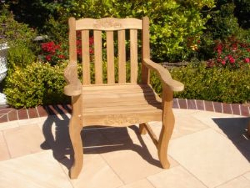 Lanza Teakwood Double Rose Arm Chair