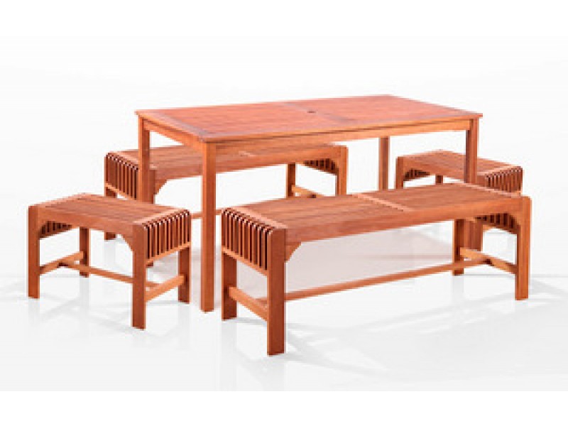 Vifah  5-Piece Two Set Backless Bench Dining Set, 59" x 32"