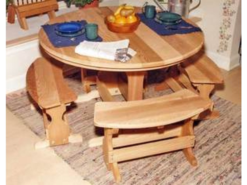 Creekvine Designs 35-Inch Cedar Round Trestle Dining Set
