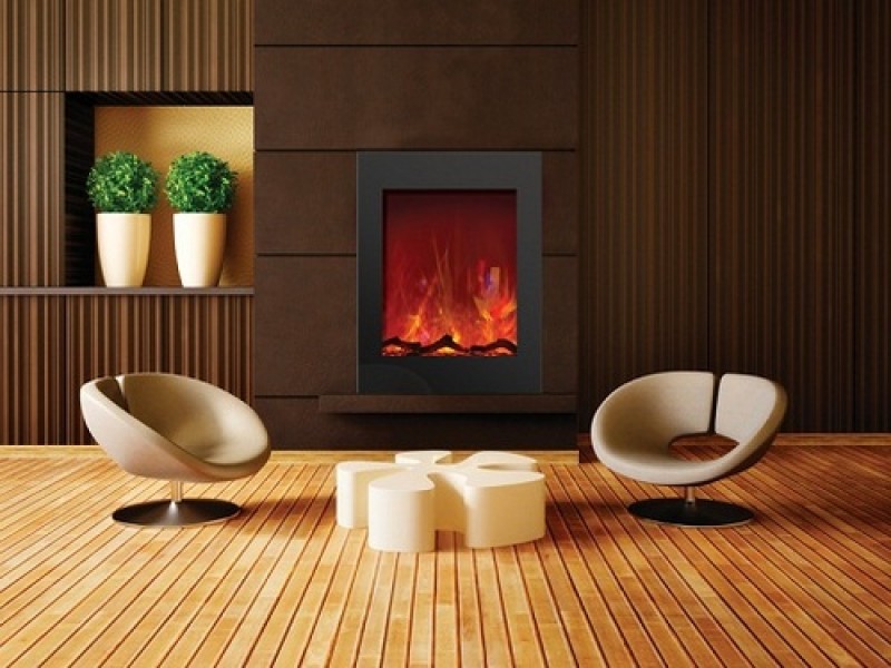 Amantii Zero Clearance Electric Fireplace-29" x 39" Black Glass Surround