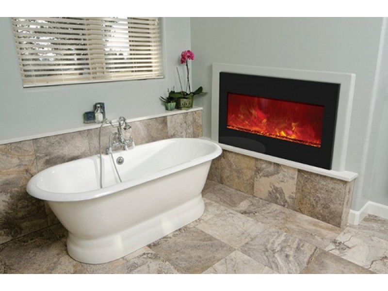 Amantii Electric Fireplace 33" Zero Clearance 36" x 24" Black Glass Surround