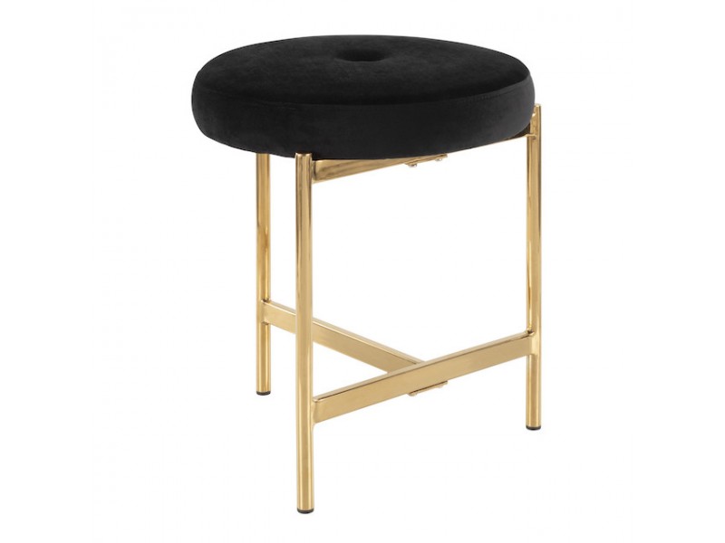 LumiSource Chloe Vanity Stool - BLACK in GOLD Legs
