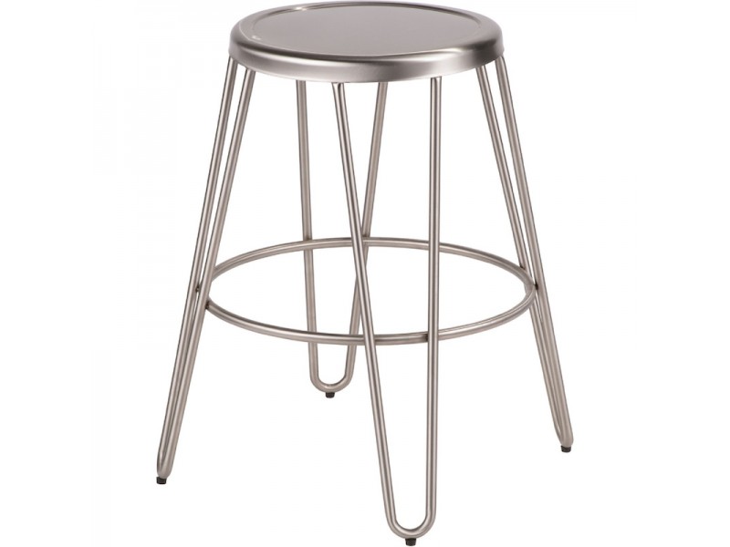 Lumisource Avery Metal Counter Stool in Brushed Stainless Steel - Set of 2