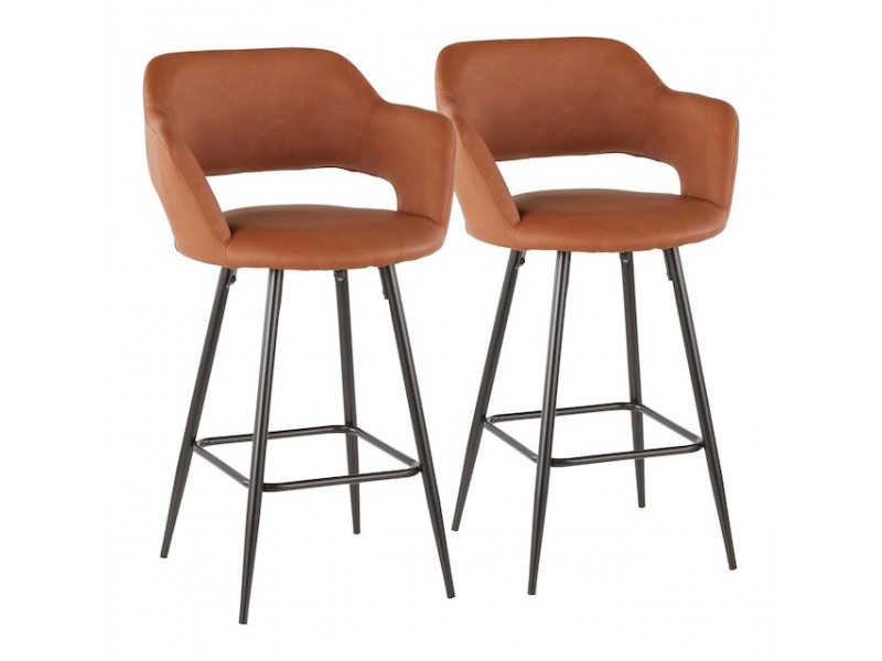 LumiSoure Margarite Counter Stool - Set of 2 - BROWN