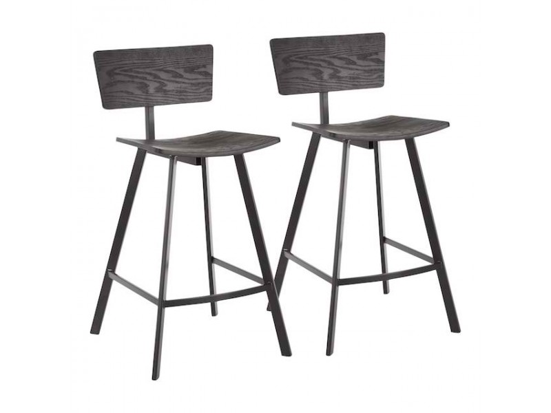 LumiSource Rocco Counter Stool - Set of 2 - BLACK