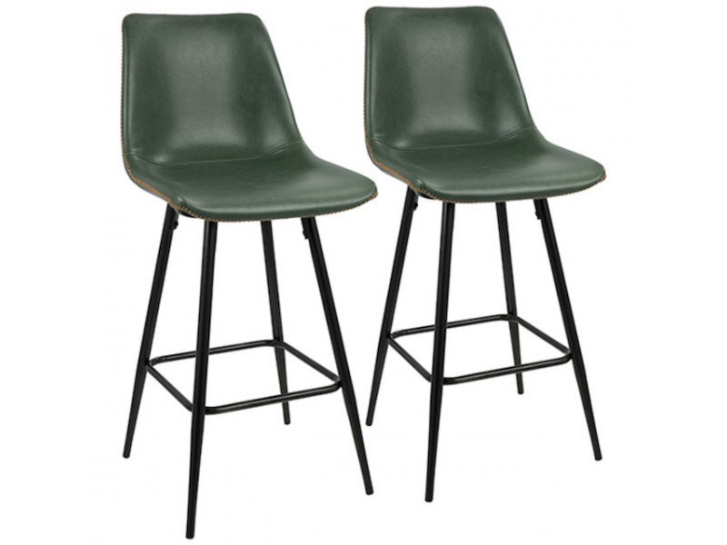 LumiSource Durango Counter Stool - Set of 2 - Green 