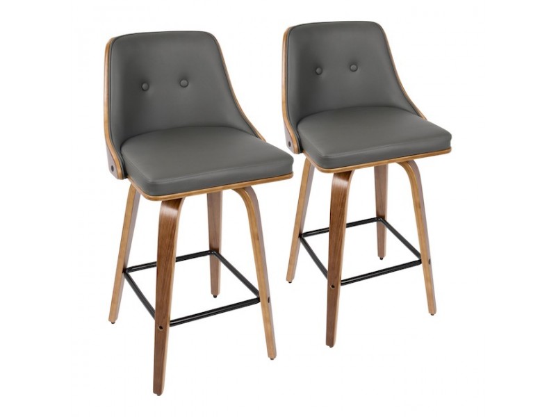 LumiSource Gianna Counter Stool - Set of 2 - DARK GREY