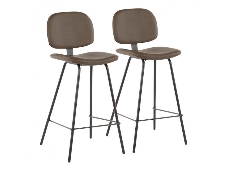 LumiSoure Industrial Nunzio Counter Stool - Set of 2 - BROWN