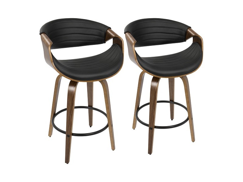 LumiSource Symphony Counter Stool - Set of 2 - BLACK 