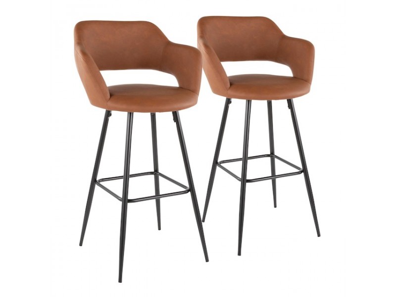 LumiSource Margarite Barstool - Set of 2 - BROWN 