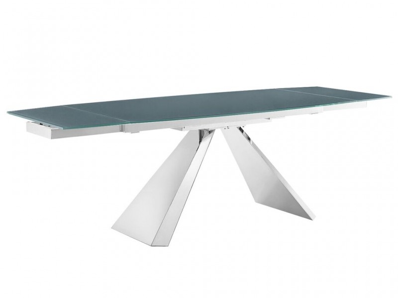 STANZA - MOTORIZED Extendable Stainless Steel / Gray Dining Table
