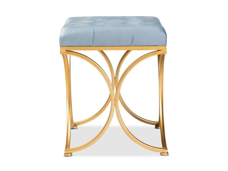 Baxton Studio Margot Light Blue Velvet Upholstered Ottoman