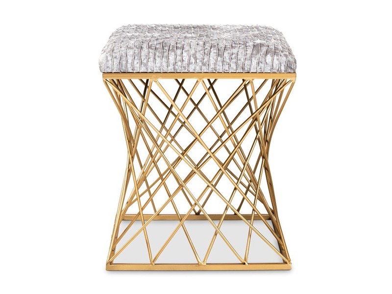 Baxton Studio Fiore Grey Velvet Upholstered Ottoman