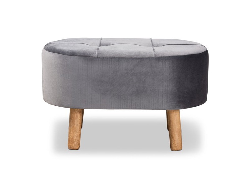 Baxton Studio Simone Grey Velvet Upholstered Ottoman