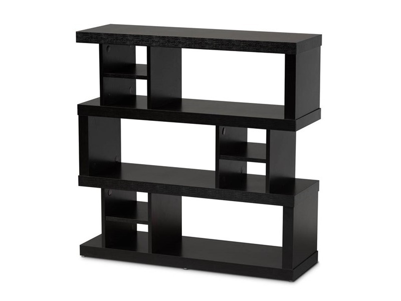 Baxton Studio Dora Dark Brown Wood 3 Tier Geometric Bookshelf