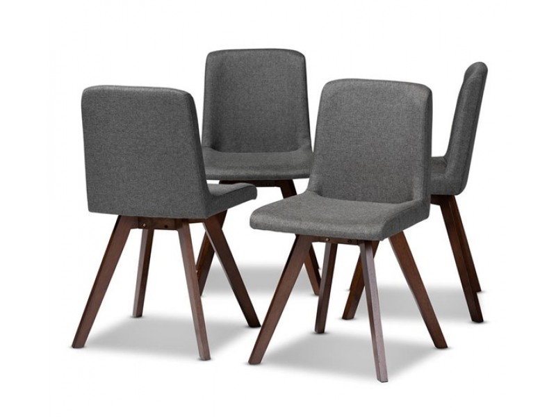 Baxton Studio Pernille Grey Fabric Upholstered Dining Chairs - Set of 4