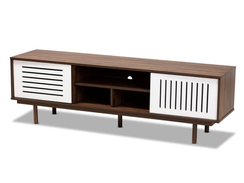 Baxton Studio Meike Walnut White TV Stand