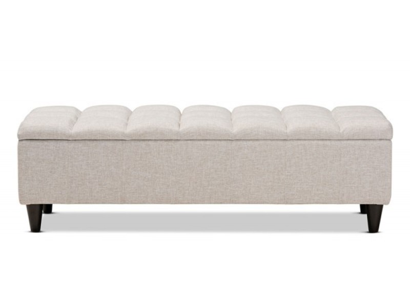 Baxton Studio Brette Beige Fabric Upholstered Storage Bench Ottoman