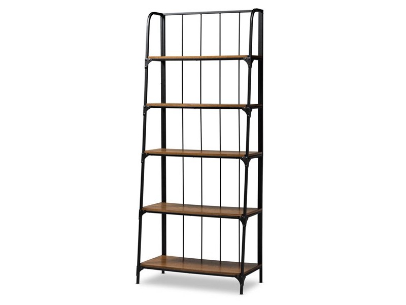 Baxton Studio Ceren Distressed Wood 5 Tier Ladder Shelf