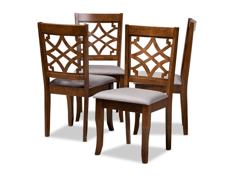 Baxton Studio Mael Grey Walnut 4-Piece Dining Chair Set