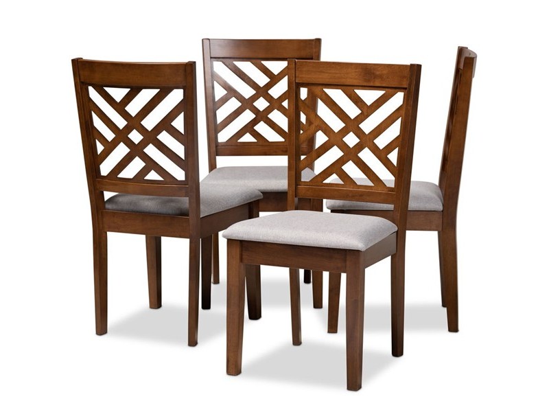 Baxton Studio Caron Grey Fabric Upholstered 4-Piece Dining Chair Set