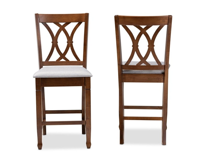 Baxton Studio Reneau Upholstered 2-Piece Wood Counter Height Pub Chair Set