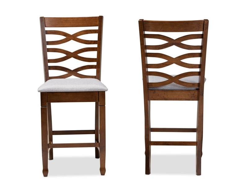Baxton Studio Lanier Upholstered 2-Piece Wood Counter Height Pub Chair Set 