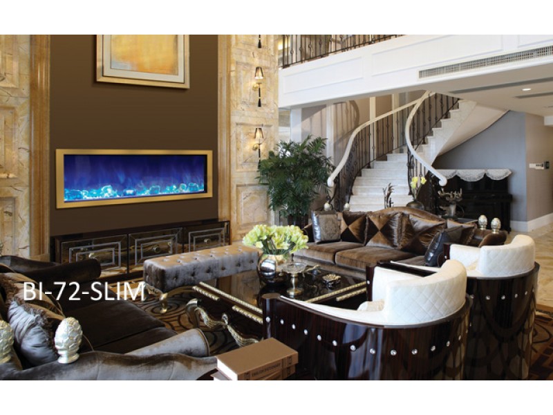 Amantii 72" Slim Electric Built-in w/ Black Steel Surround