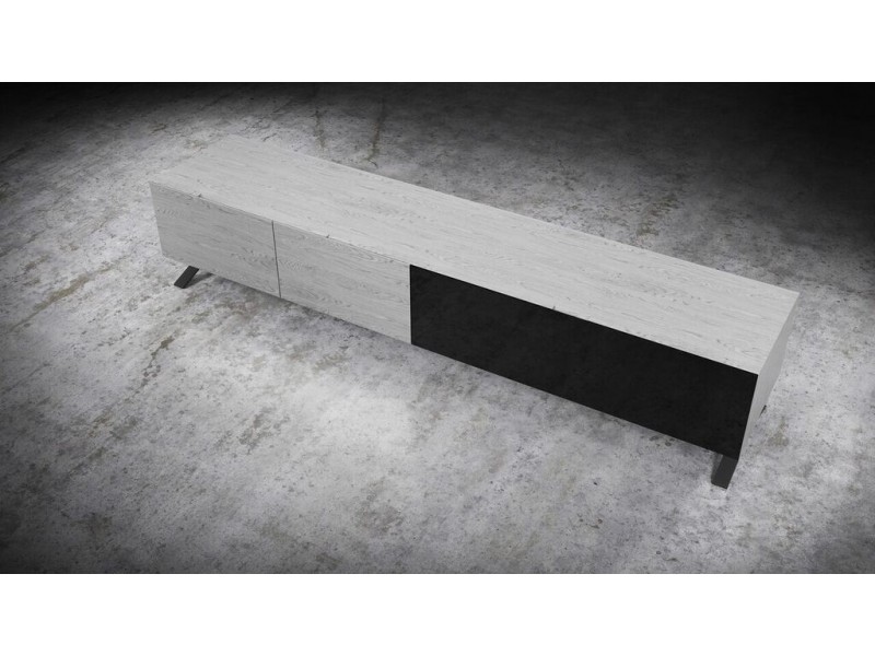 Influencer 90" TV Stand - Grey Oak - Top Angled