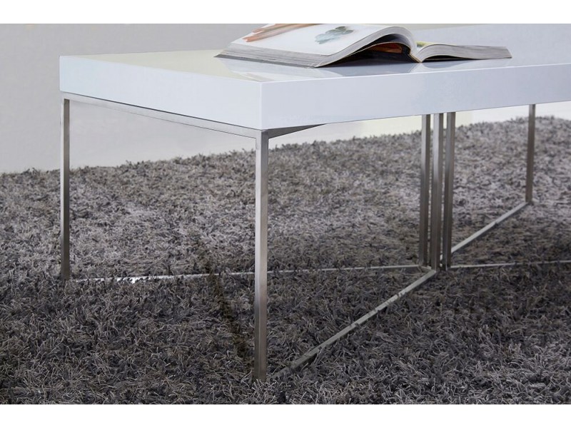 White Mixer Coffee Table -Stainless Steel Legs