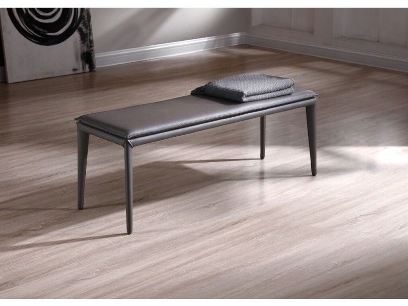 Whiteline Modern Living Jared Bench Dark Grey Faux Leather With Steel Legs