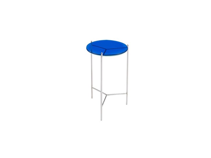 Bellini Modern Living Bolt Glass Top Side Table - BLUE