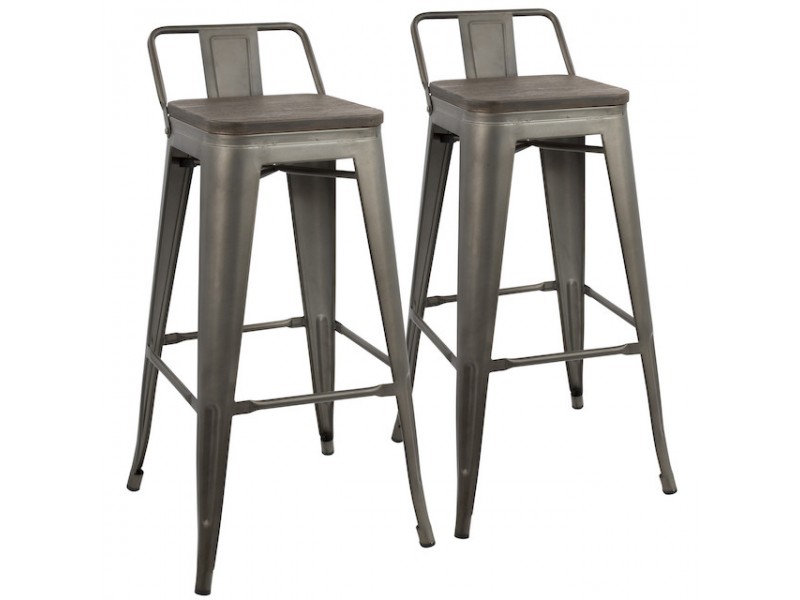 LumiSource Oregon Low Back Barstool - Set of 2 - ANTIQUE; ESPRESSO