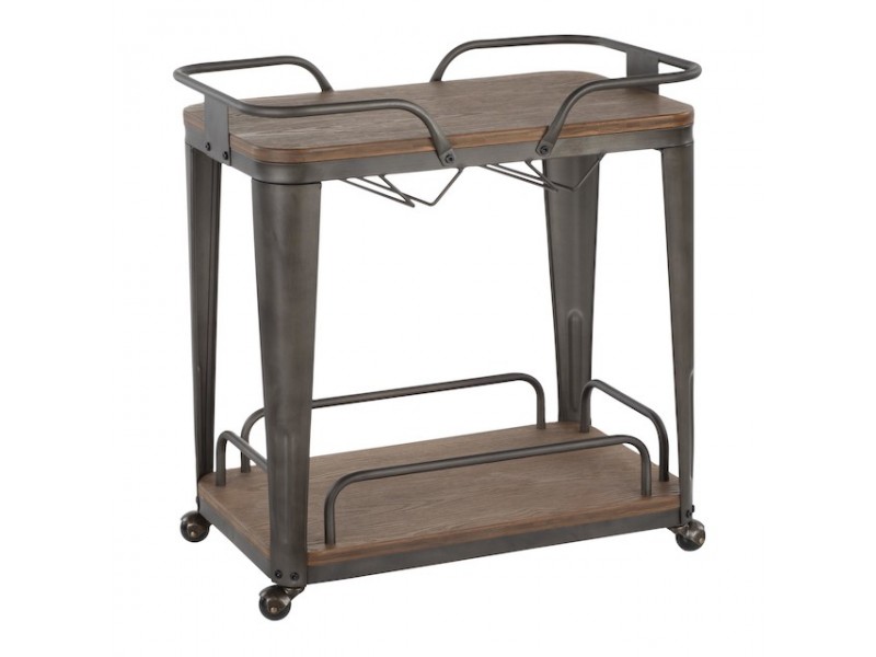 LumiSource Oregon Bar Cart - Antique + Espresso