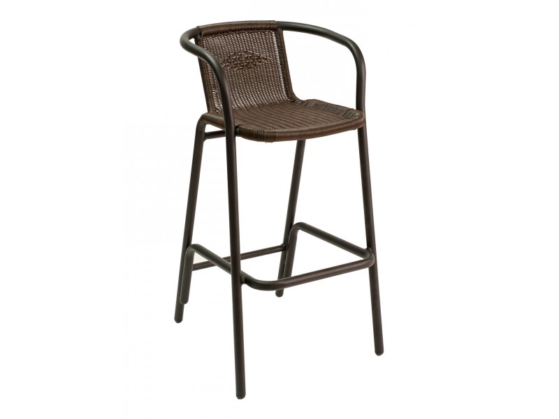 Anodized Or Powder Aluminum Frame Barstool - BW-51 - Black Frame and Black