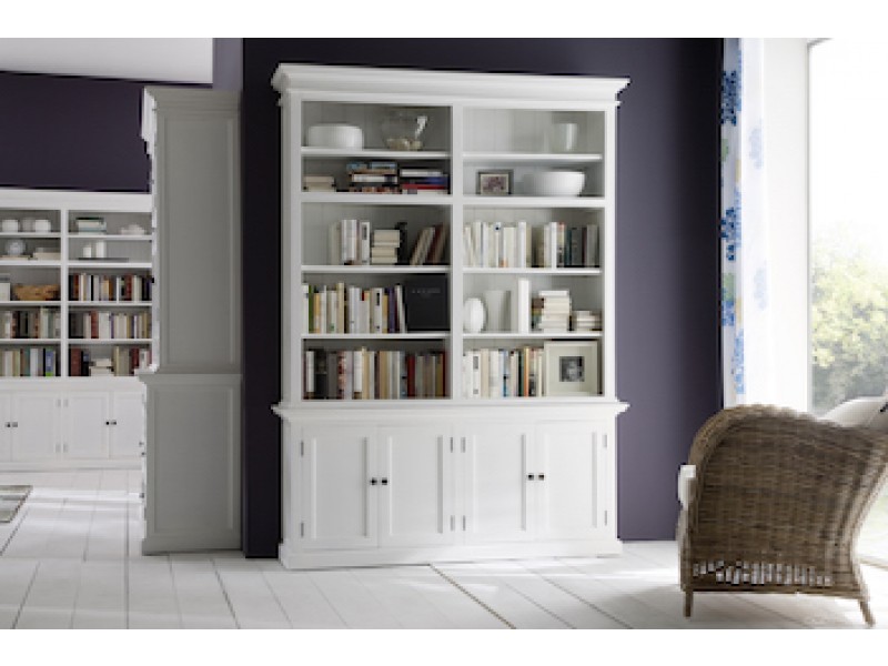 Nova Solo HALIFAX Twin Tower Hutch Bookcase w/ 10 open shelves & 2 double doors - LIfestyle