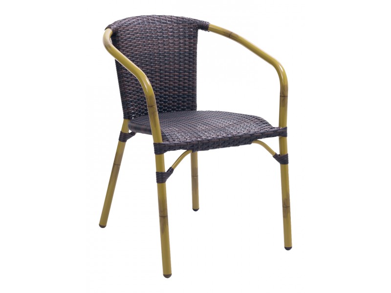 Aluminum Arm Chair W/ PVC Strap Back - CAPTIVA ARMCHAIR - Anthracite Black