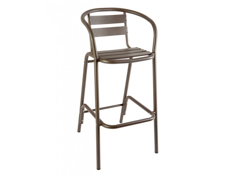 Capri Arm Barstool - Powder Coated Aluminum - Bronze/Soft Gray