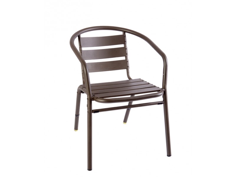 Capri Stacking Armchair - Powder Coated Aluminum - Bronze Gray