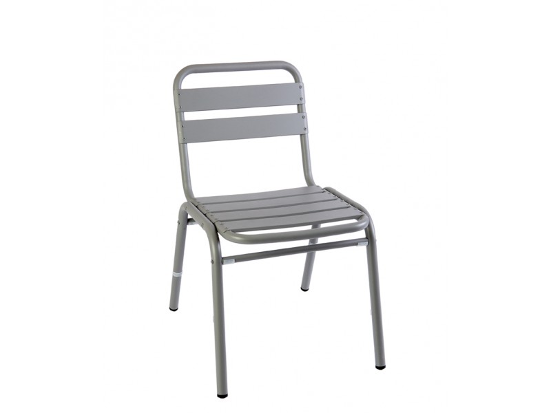 Capri Stacking Side Chair - Powder Coated Aluminum - Bronze/Soft Gray