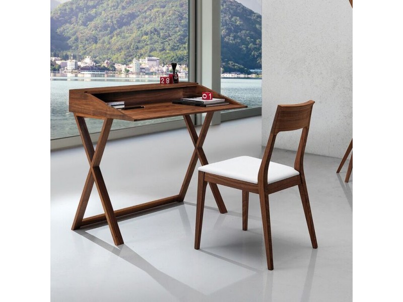 Capri Dining Chair In Solid Walnut And White 