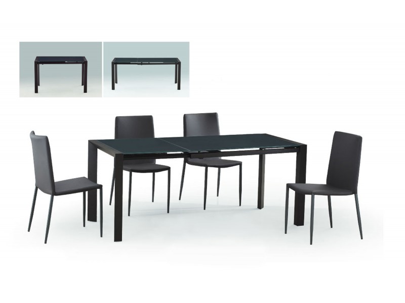 Diamond Sofa Carbon Glass Top Extension Dining Table with Metal Frame