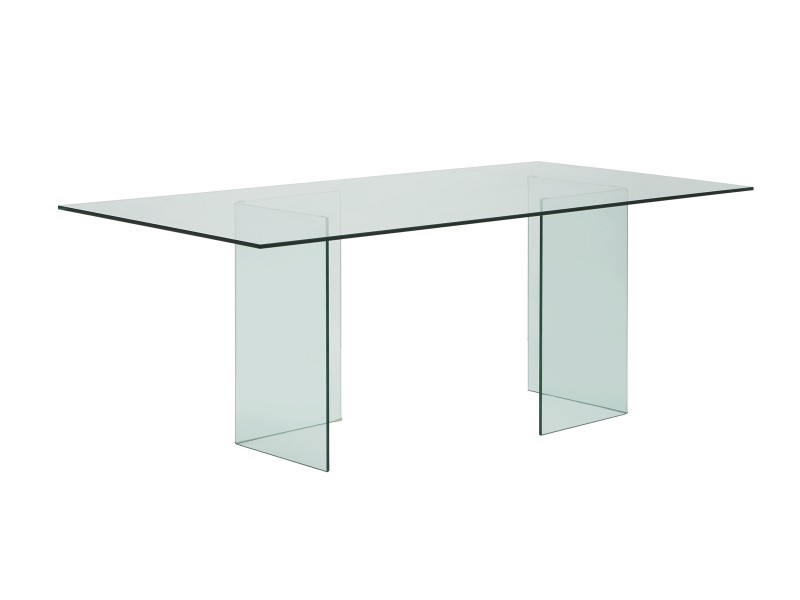 Casabianca MIAMI Collection Clear Glass Dining Table - Angled